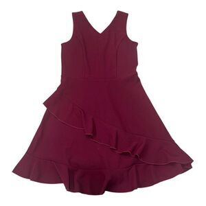 Zunie Burgundy Sleeveless Ruffle Dress Teens 16